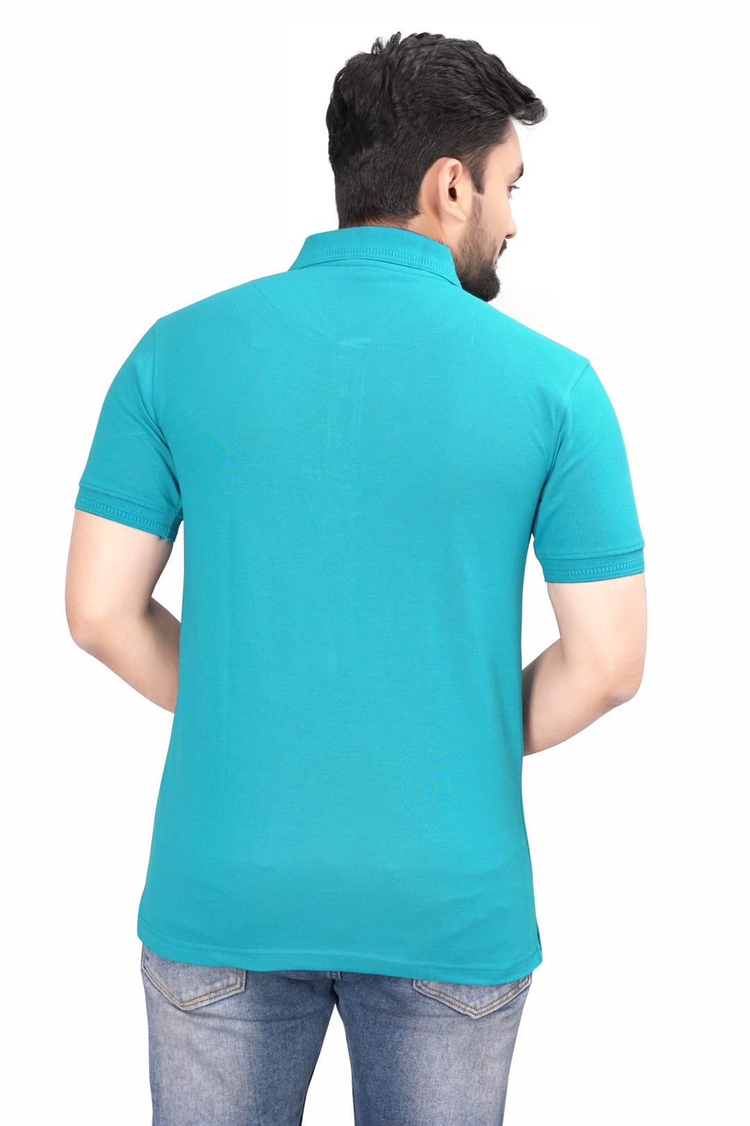 Buy Cotton Polo T-shirt for Men Turquoise Blue online