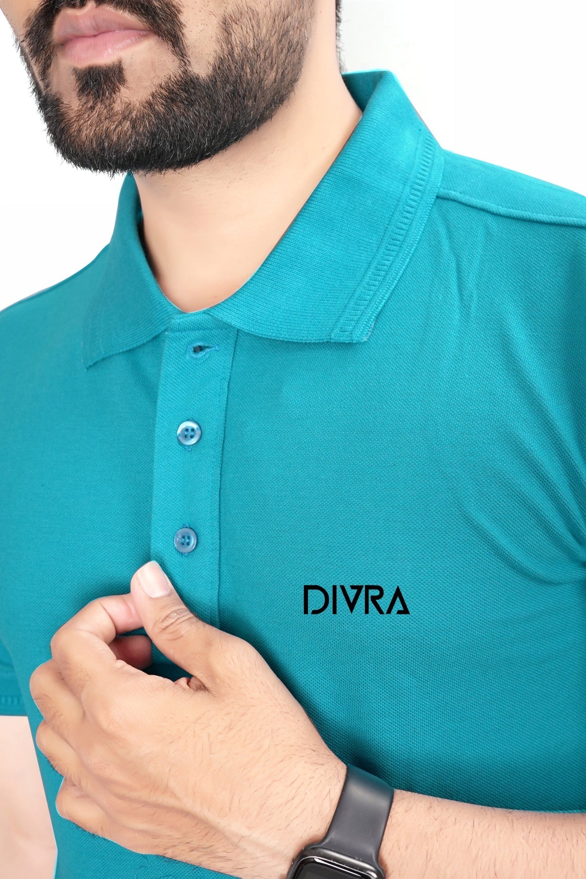 Buy Cotton Polo T-shirt for Men Turquoise Blue online