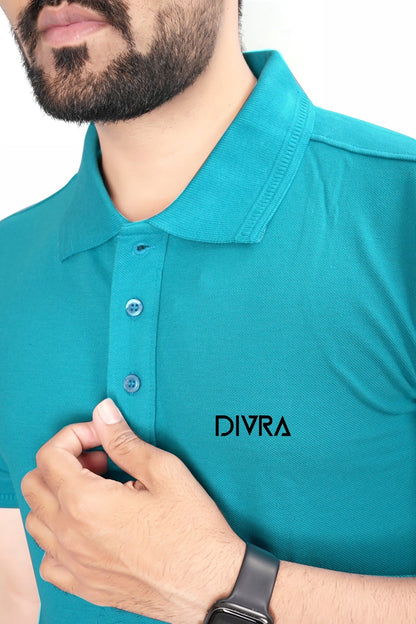Buy Cotton Polo T-shirt for Men Turquoise Blue online