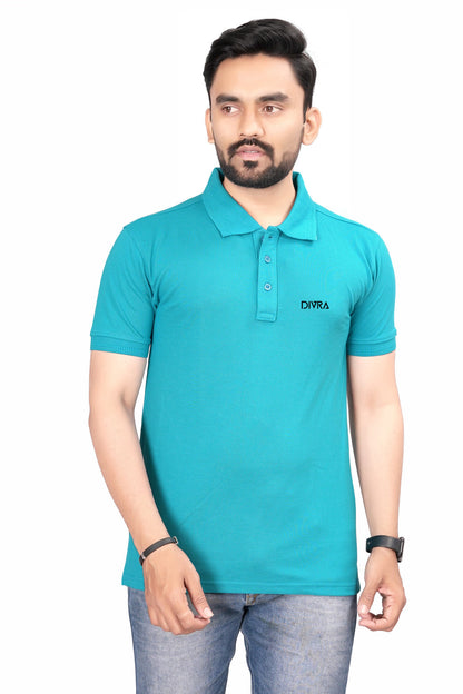 Buy Cotton Polo T-shirt for Men Turquoise Blue online