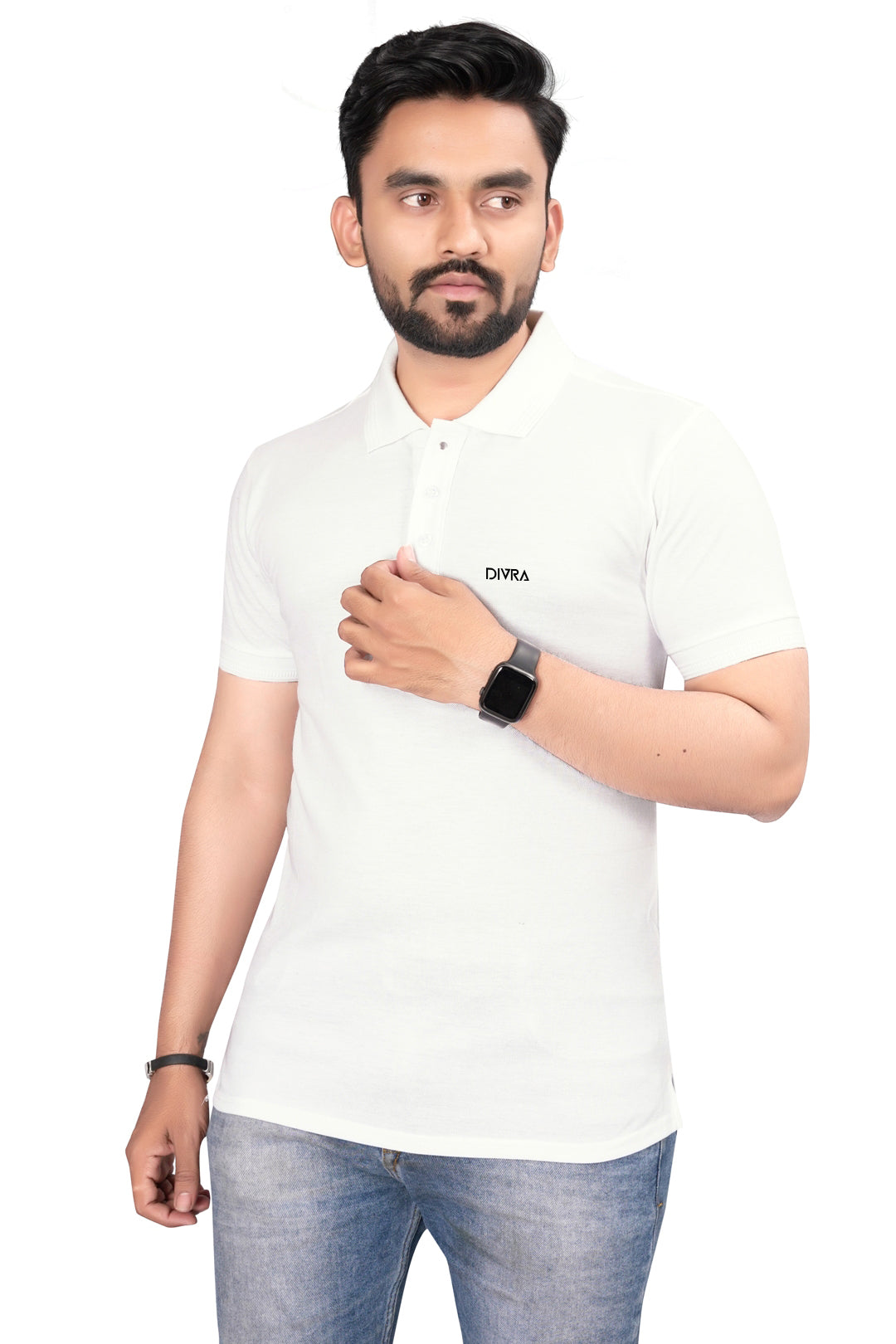 Buy Cotton Polo T-shirt for Men White online