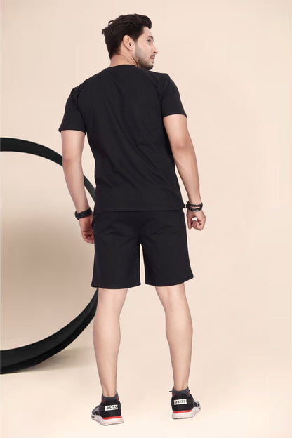 Buy Cotton Printed Night Suit for Men Black online
