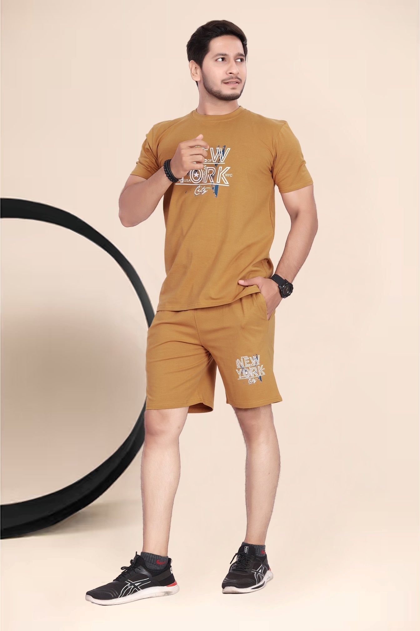 Men's Cotton Printed Night Suit Set of Top & Shorts|| Men's Pyjama Set Black