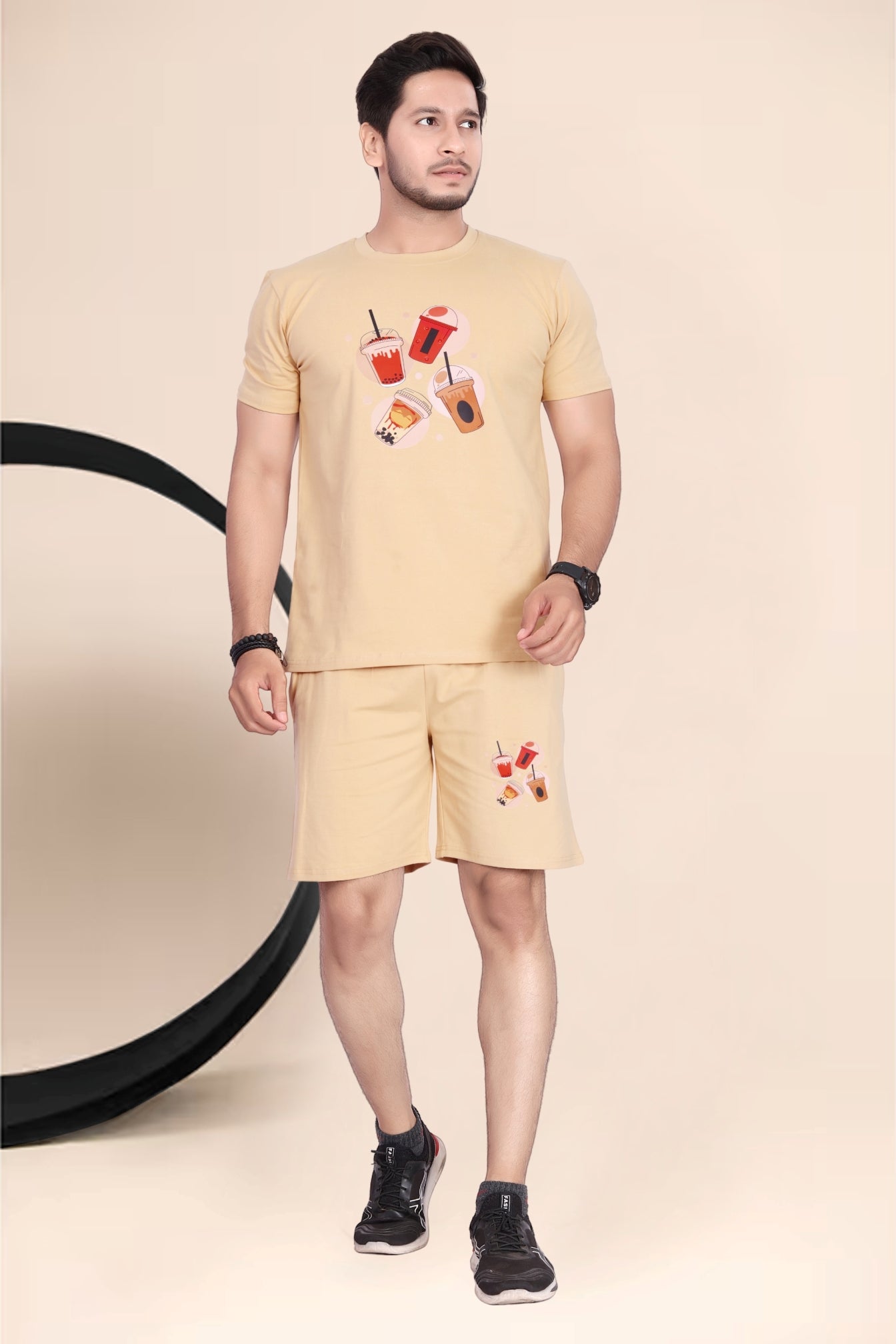 Buy Cotton Printed Night Suit for Men Chiku online