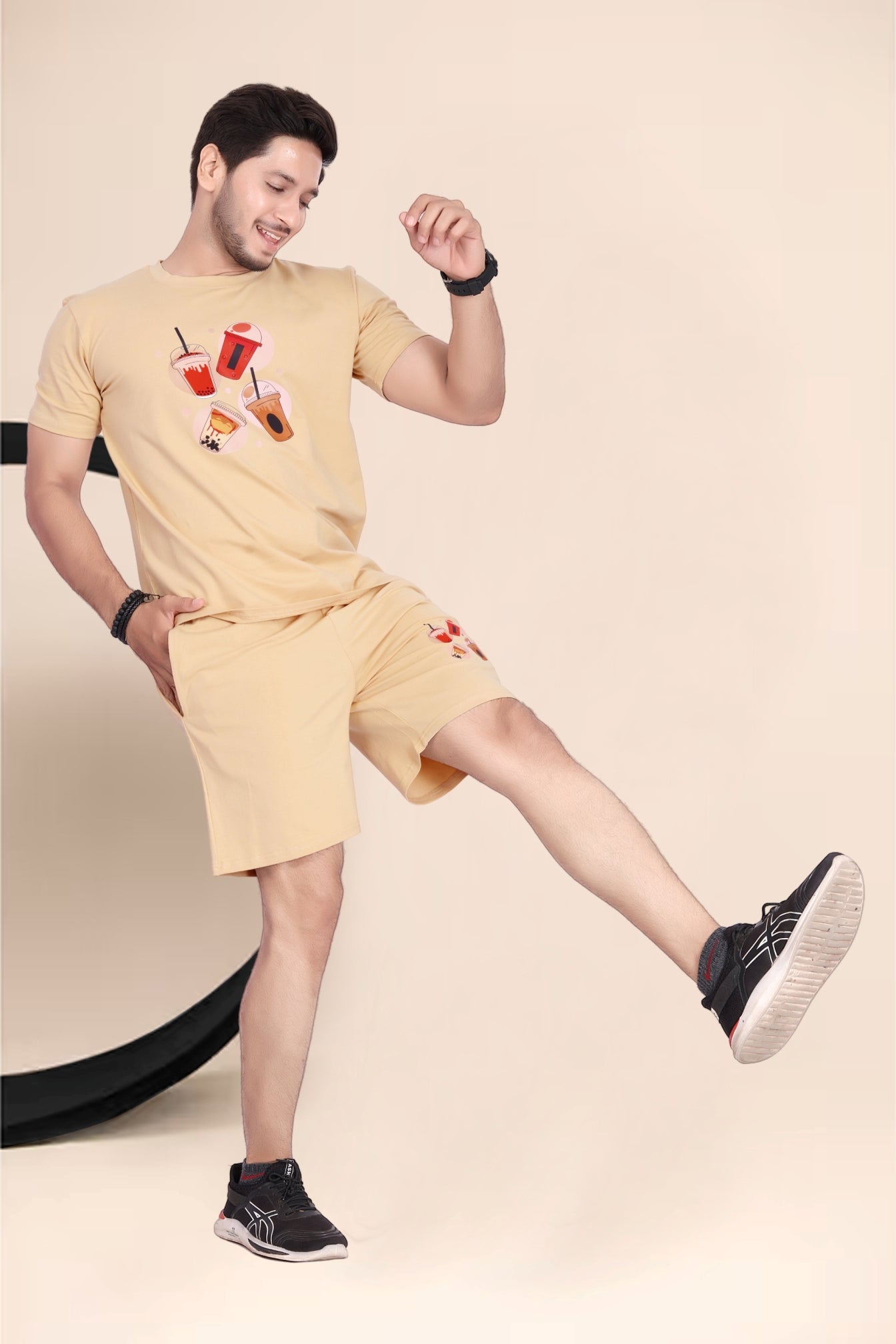 Buy Cotton Printed Night Suit for Men Chiku online