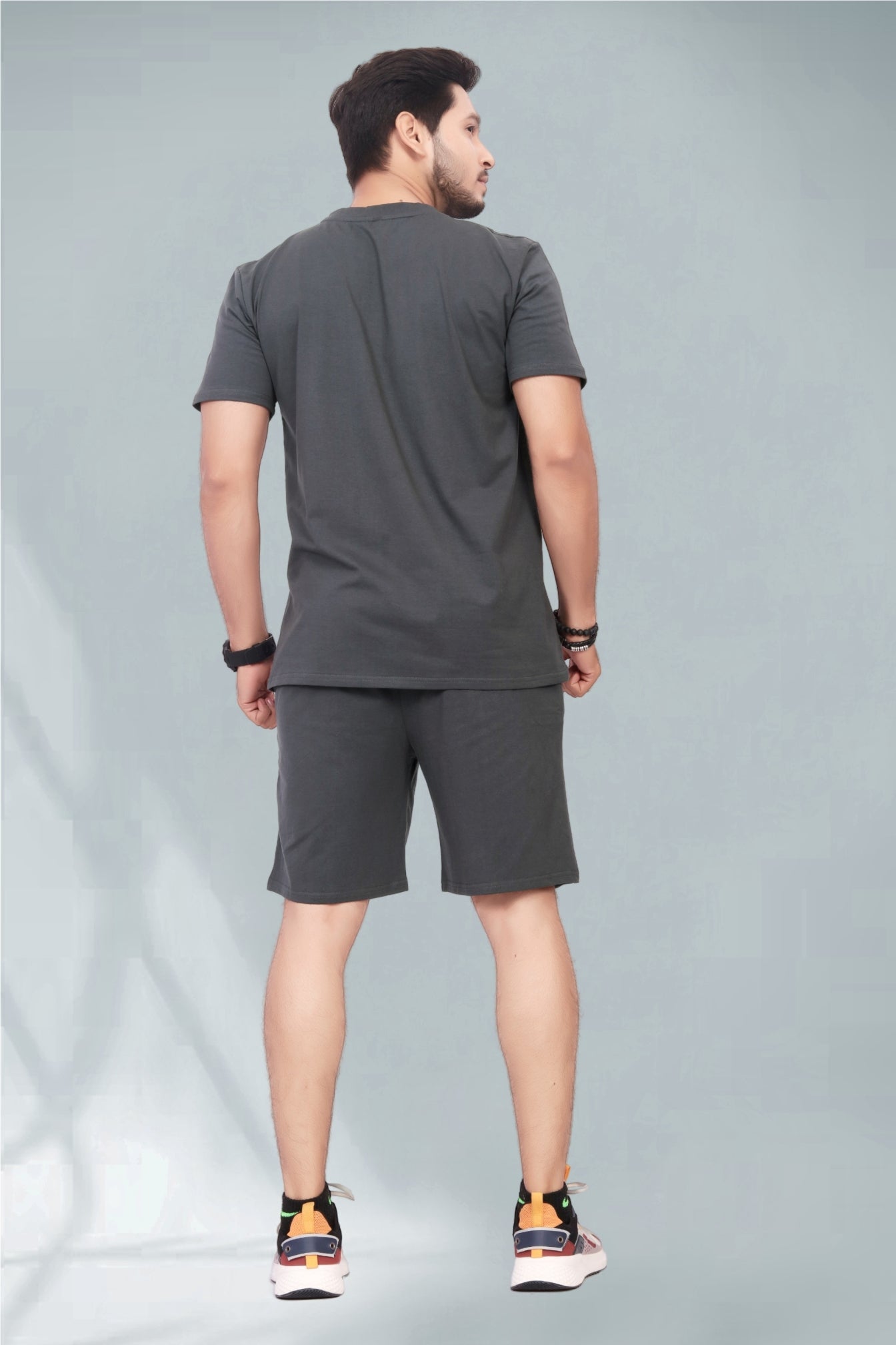 Buy Cotton Printed Night Suit for Men Dark Grey online