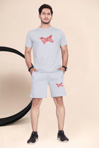 Buy Cotton Printed Night Suit for Men Grey online