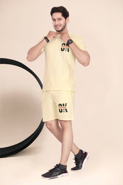 Buy Cotton Printed Night Suit for Men Lemon Yellow online