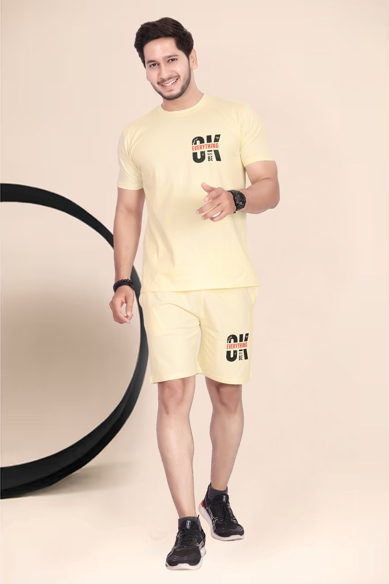 Buy Cotton Printed Night Suit for Men Lemon Yellow online