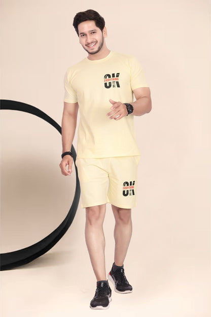 Buy Cotton Printed Night Suit for Men Lemon Yellow online