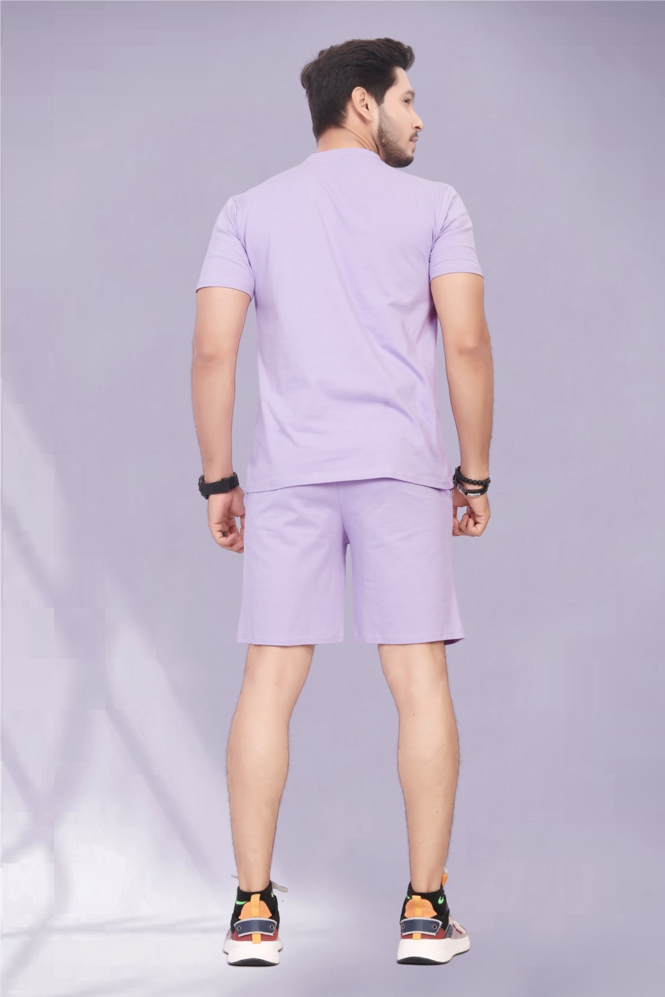 Buy Cotton Printed Night Suit for Men Light Purple online