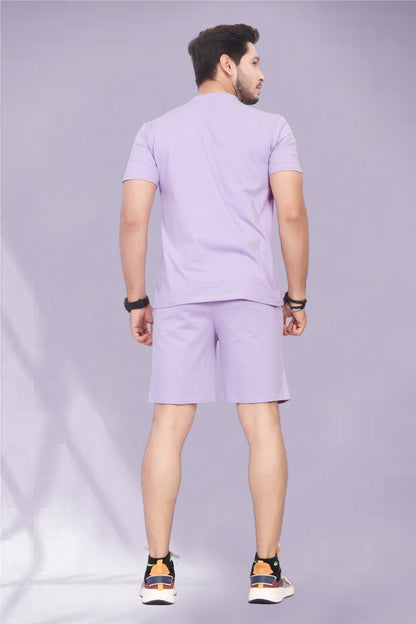 Buy Cotton Printed Night Suit for Men Light Purple online