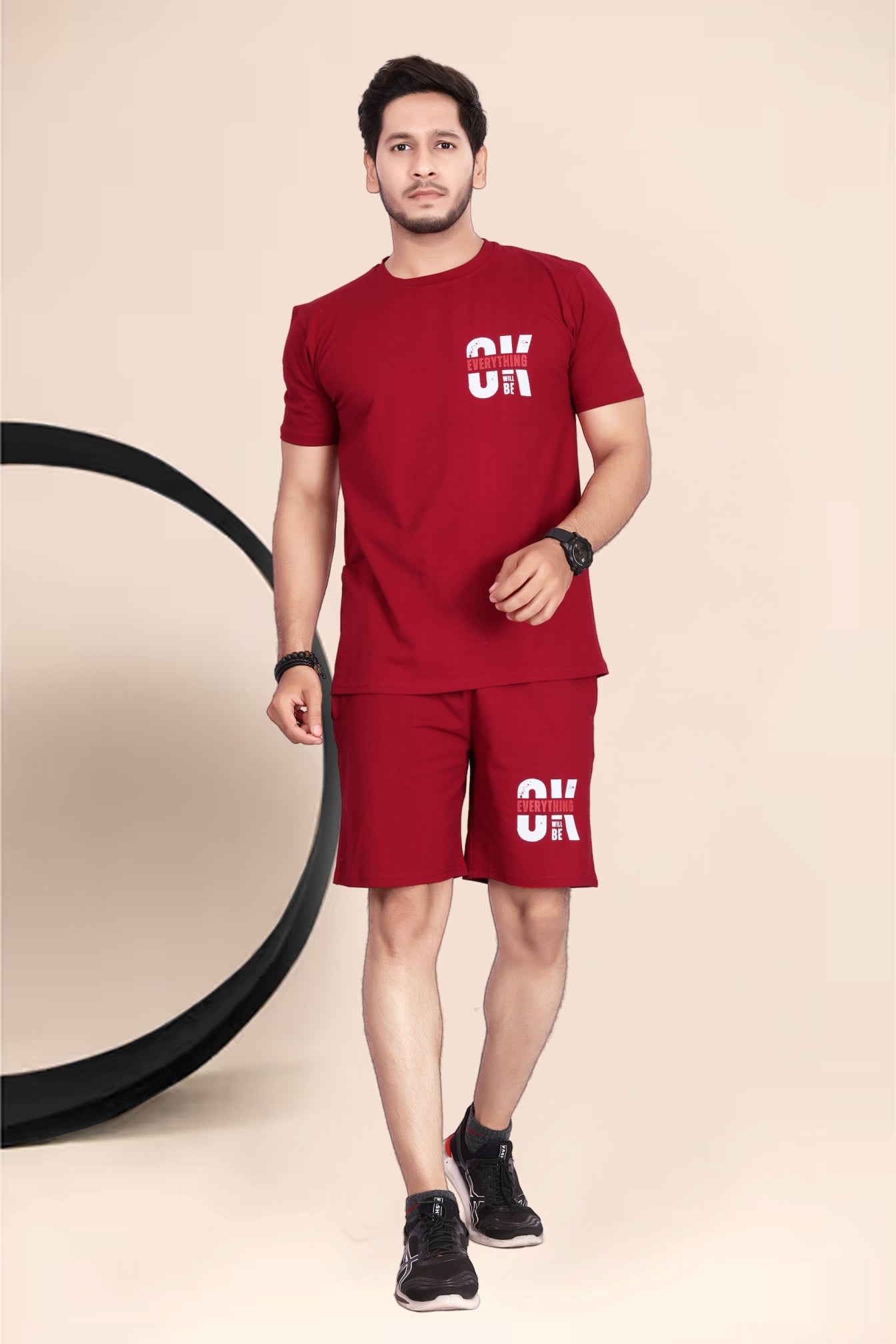 Buy Cotton Printed Night Suit for Men Maroon online