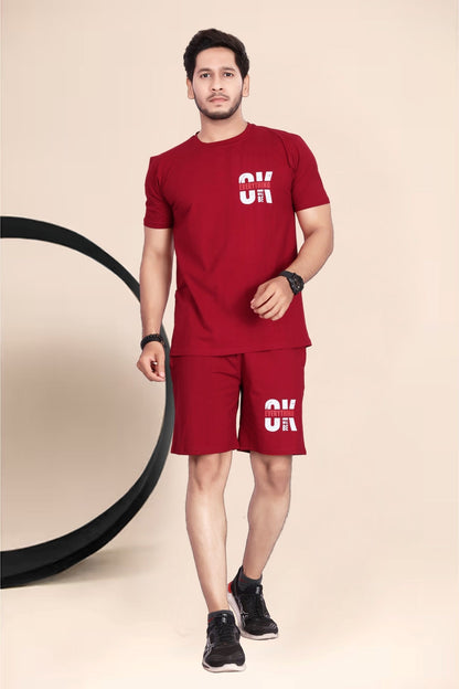 Buy Cotton Printed Night Suit for Men Maroon online