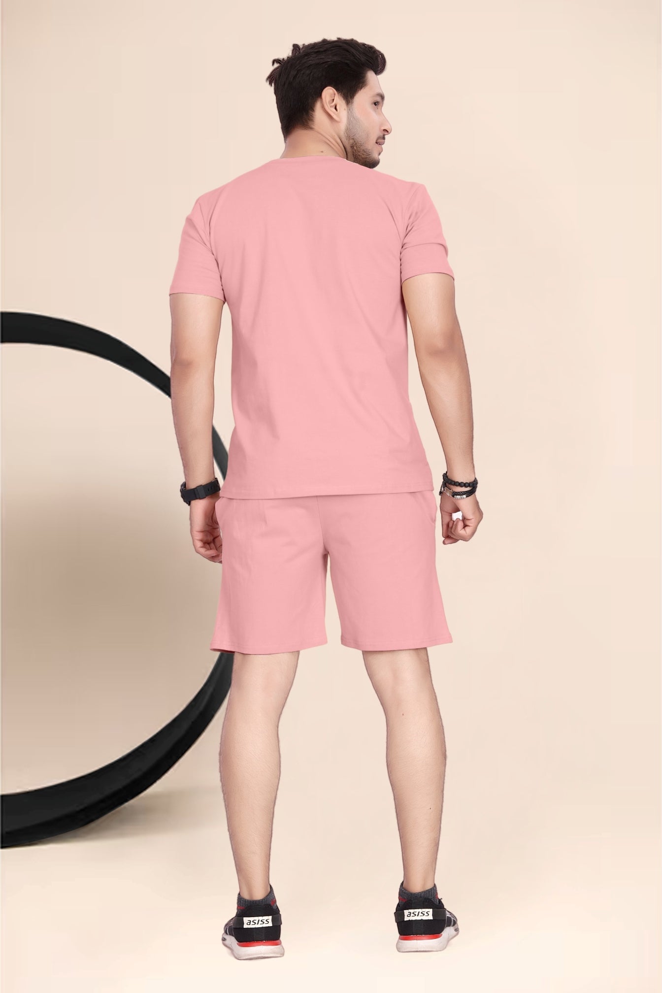 Buy Cotton Printed Night Suit for Men Peach online