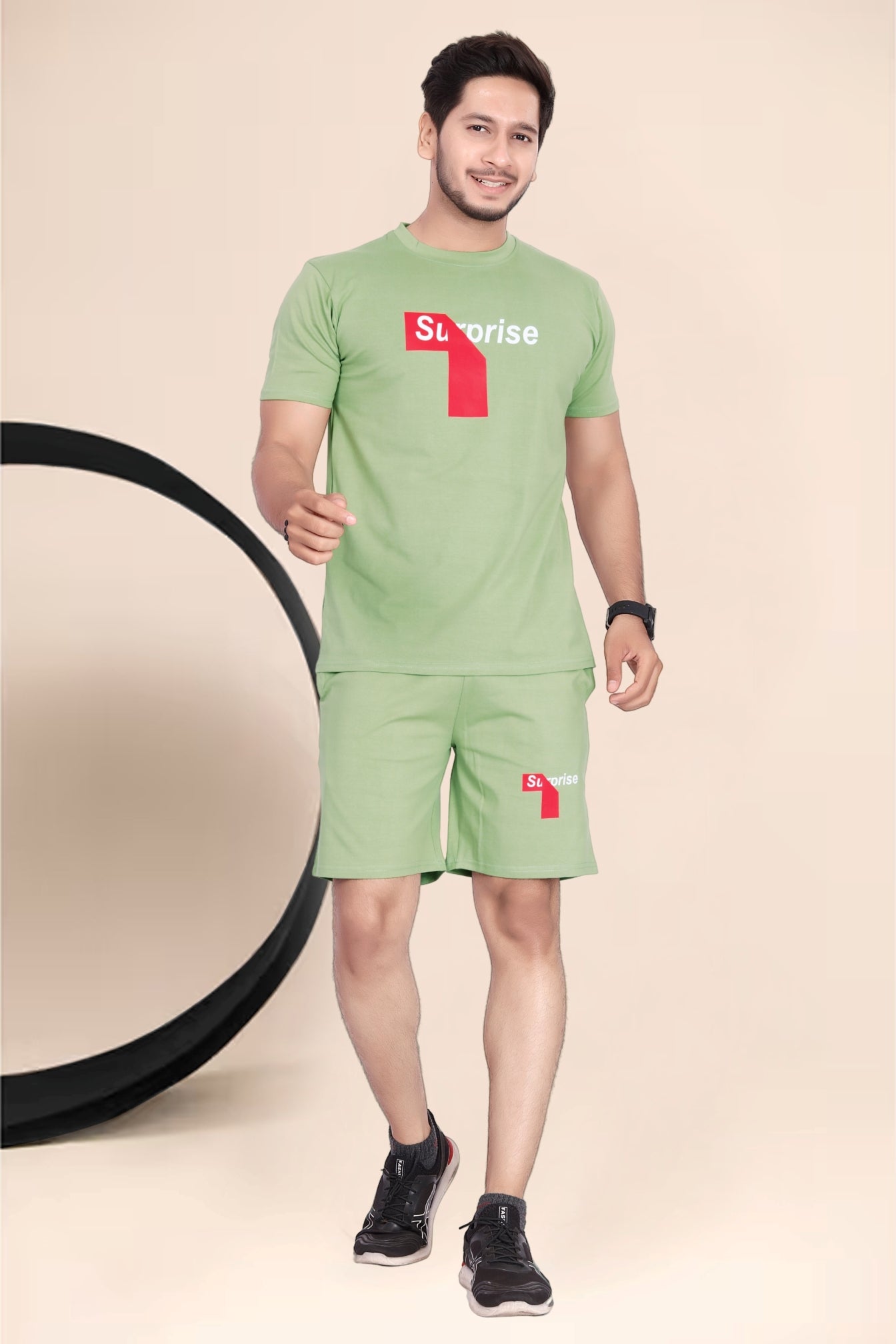 Men's Cotton Printed Night Suit Set of Top & Shorts|| Men's Pyjama Set Black