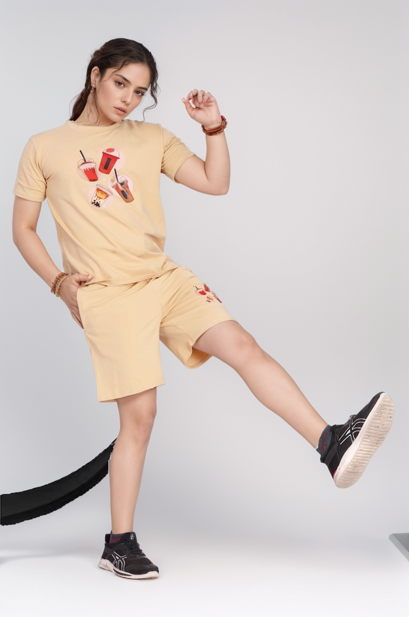 Buy Cotton Printed Night Suit for Women Chiku online