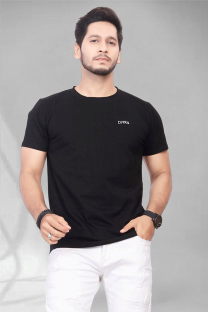 Buy Cotton Round Neck TShirt Black for Men online