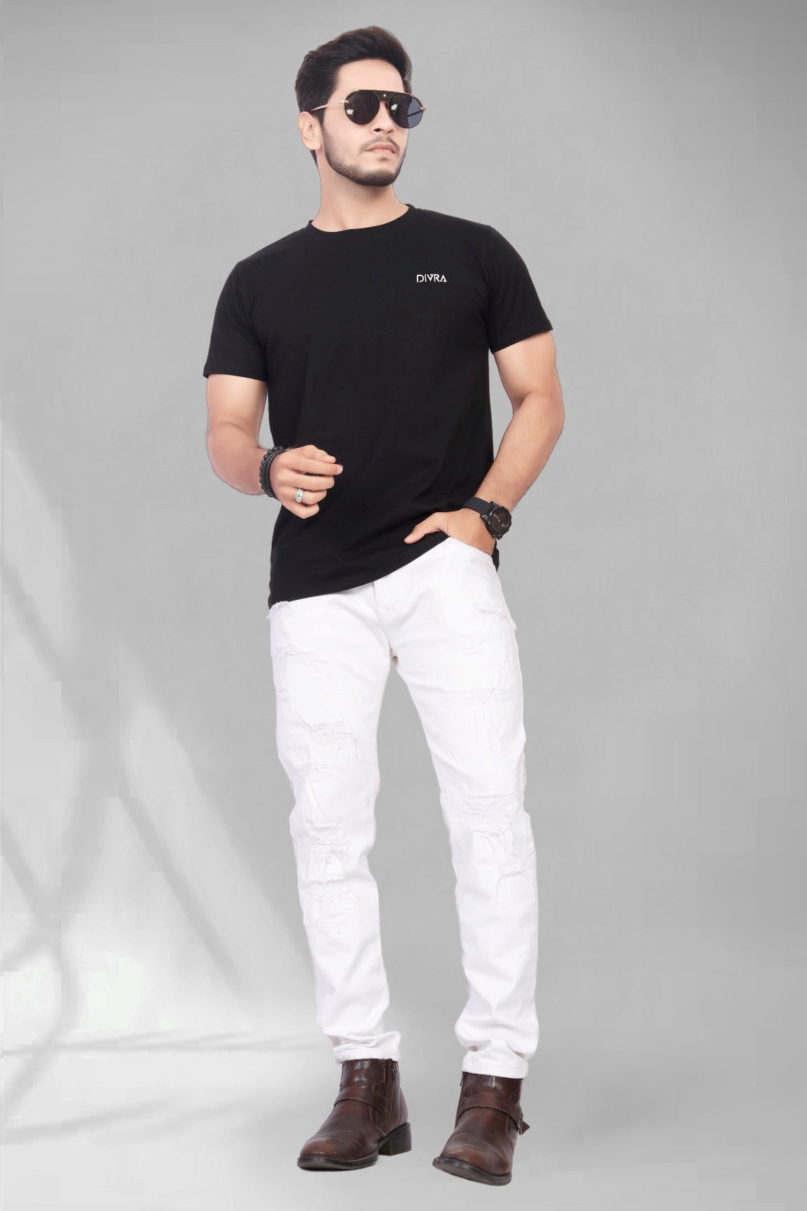Buy Cotton Round Neck TShirt Black for Men online