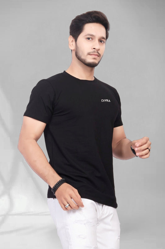 Buy Cotton Round Neck TShirt Black for Men online