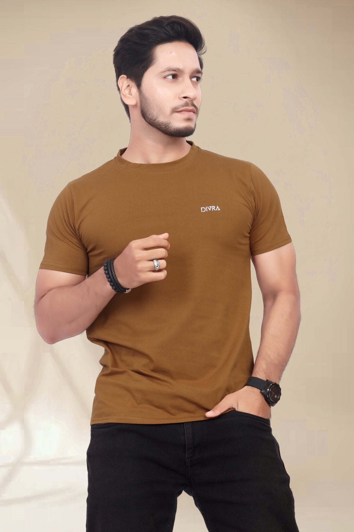 Buy Cotton Round Neck TShirt Brown for Men online