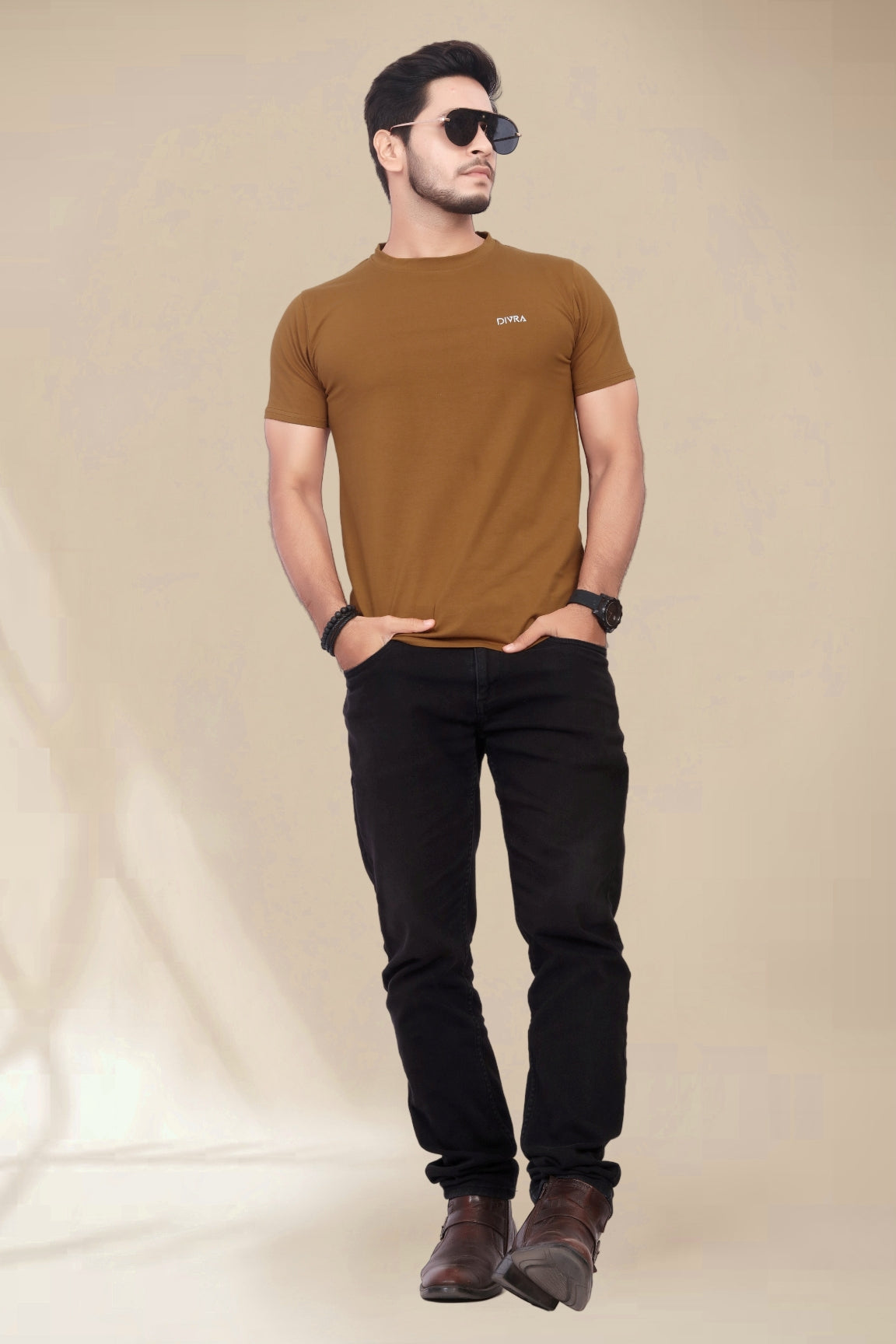 Buy Cotton Round Neck TShirt Brown for Men online