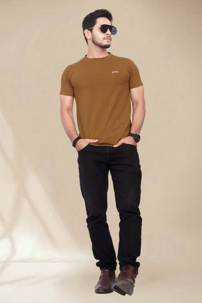 Buy Cotton Round Neck TShirt Brown for Men online