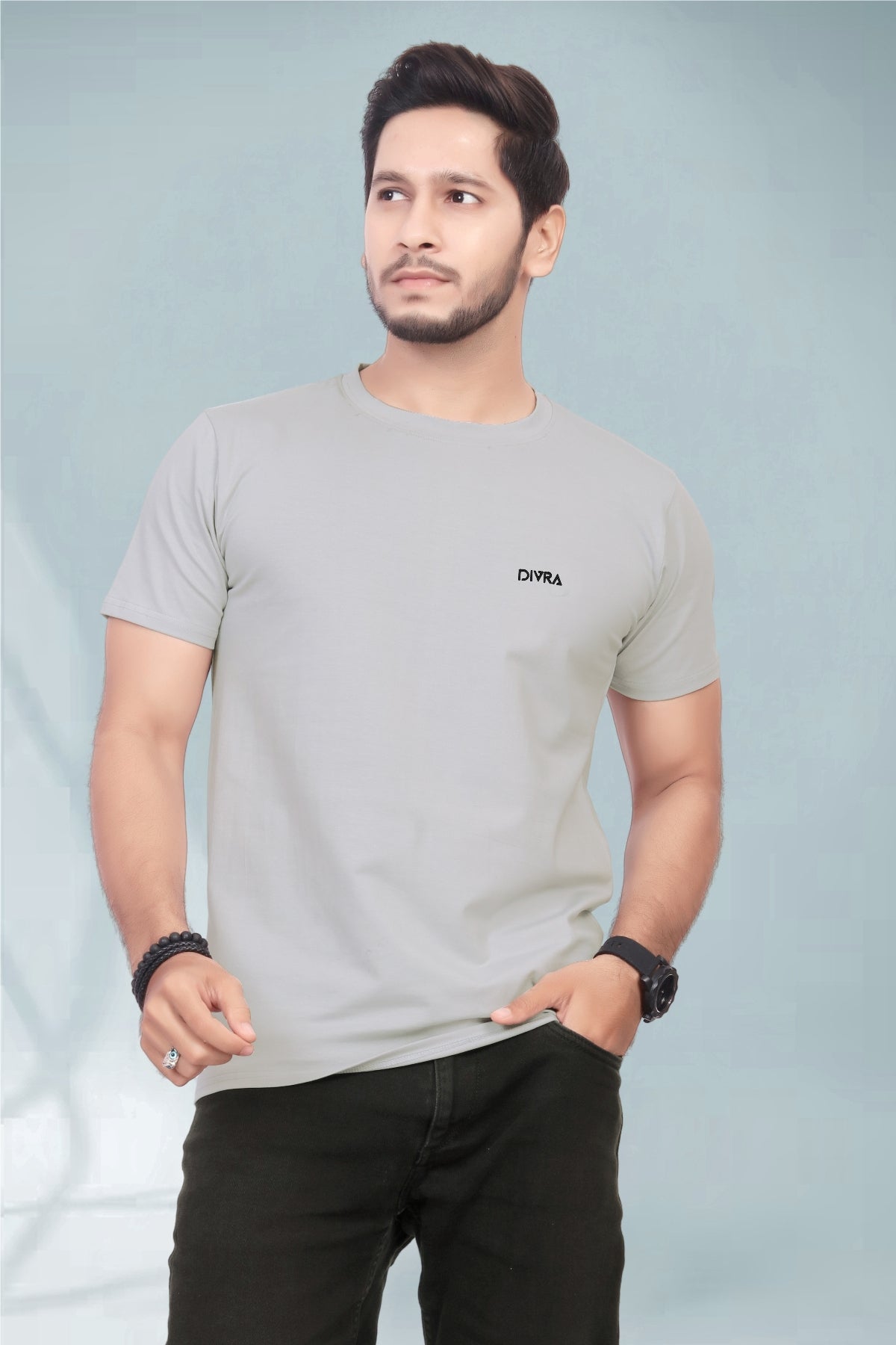 Buy Cotton Round Neck TShirt Grey for Men online