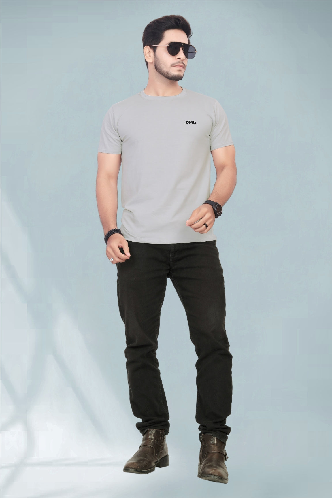 Buy Cotton Round Neck TShirt Grey for Men online