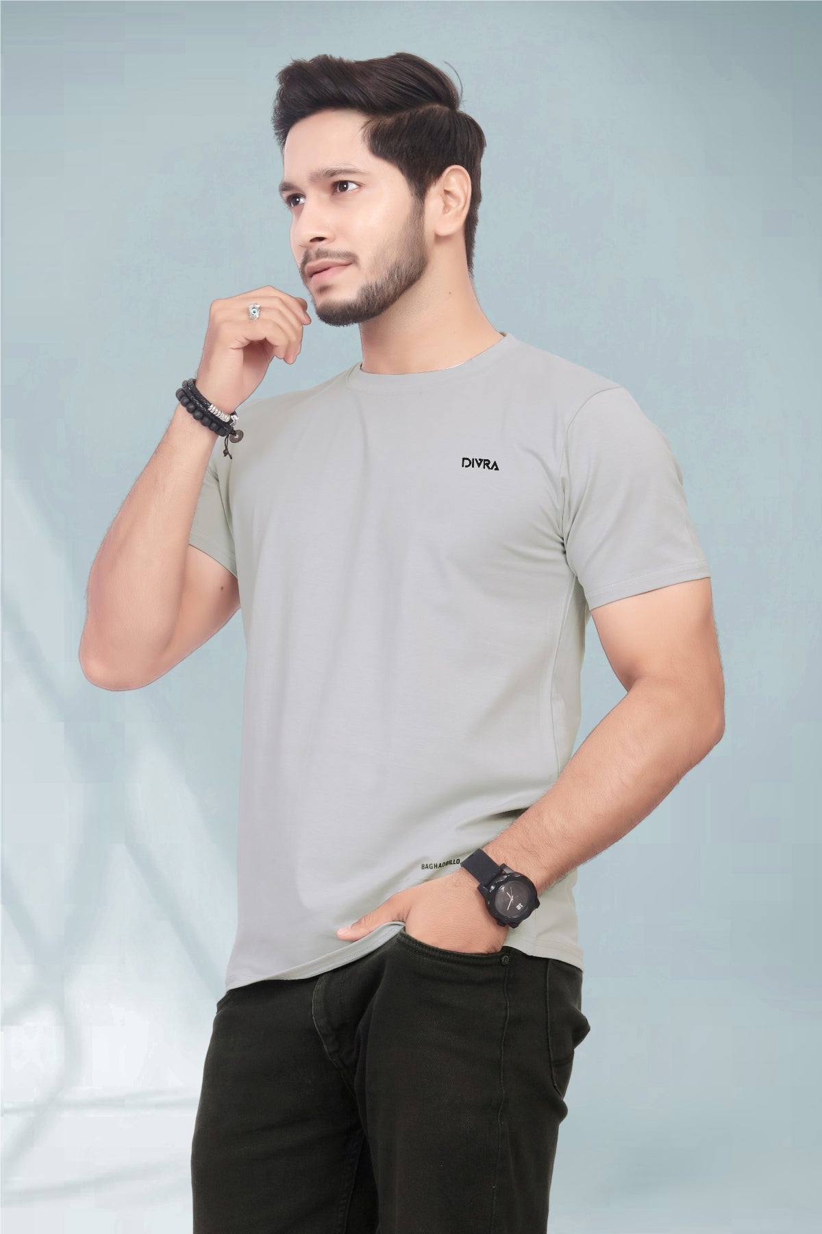 Buy Cotton Round Neck TShirt Grey for Men online