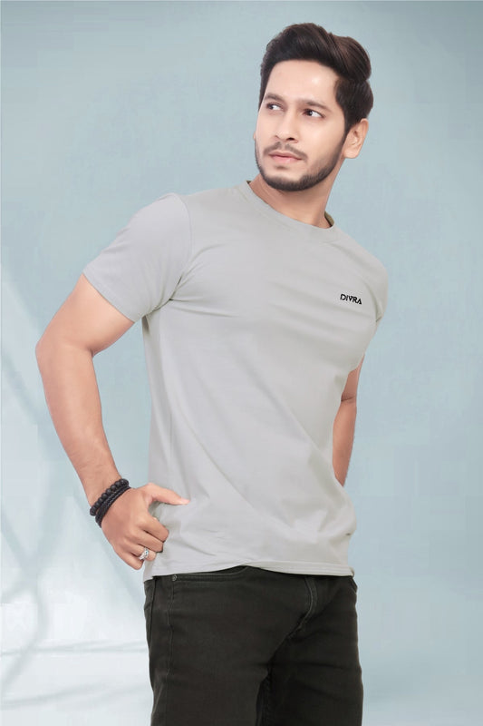 Buy Cotton Round Neck TShirt Grey for Men online