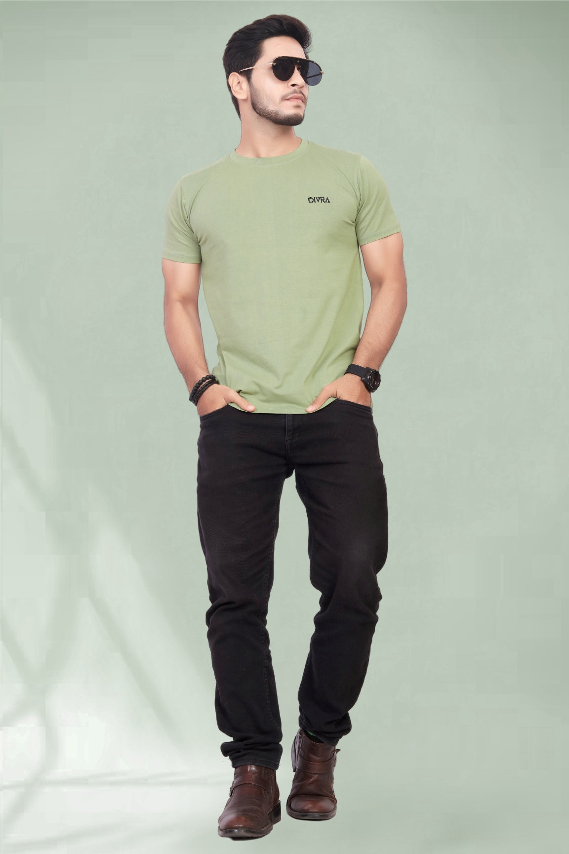 Buy Cotton Round Neck TShirt Pista for Men online