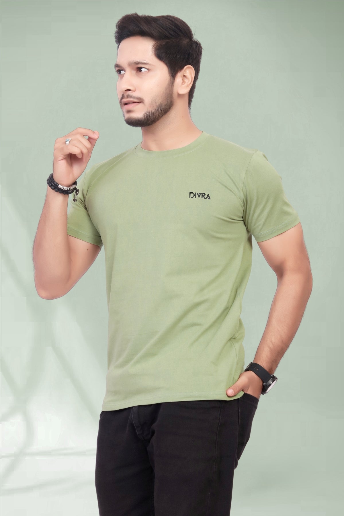Buy Cotton Round Neck TShirt Pista for Men online