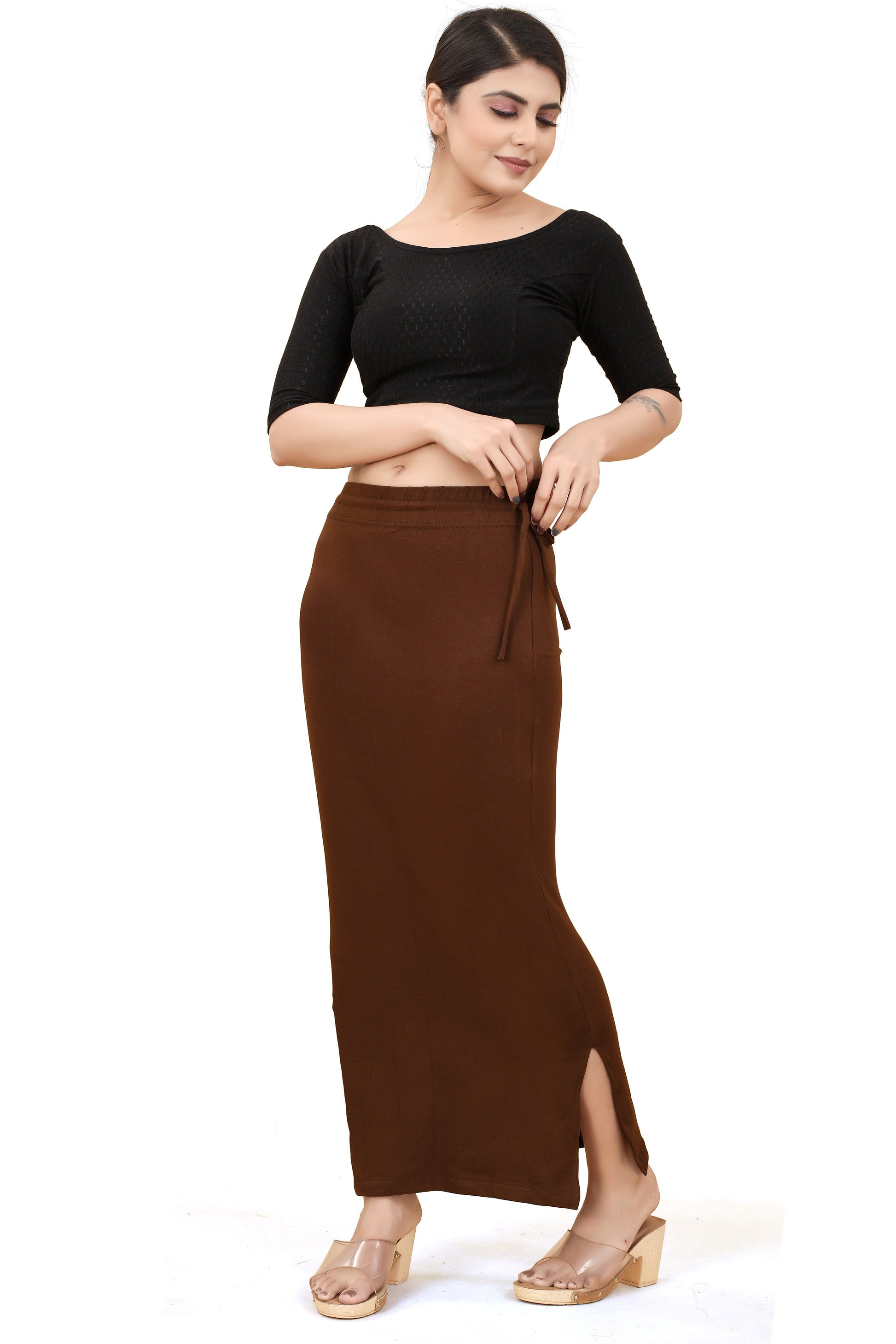 Buy Cotton Saree Shapewear for Women Brown online
