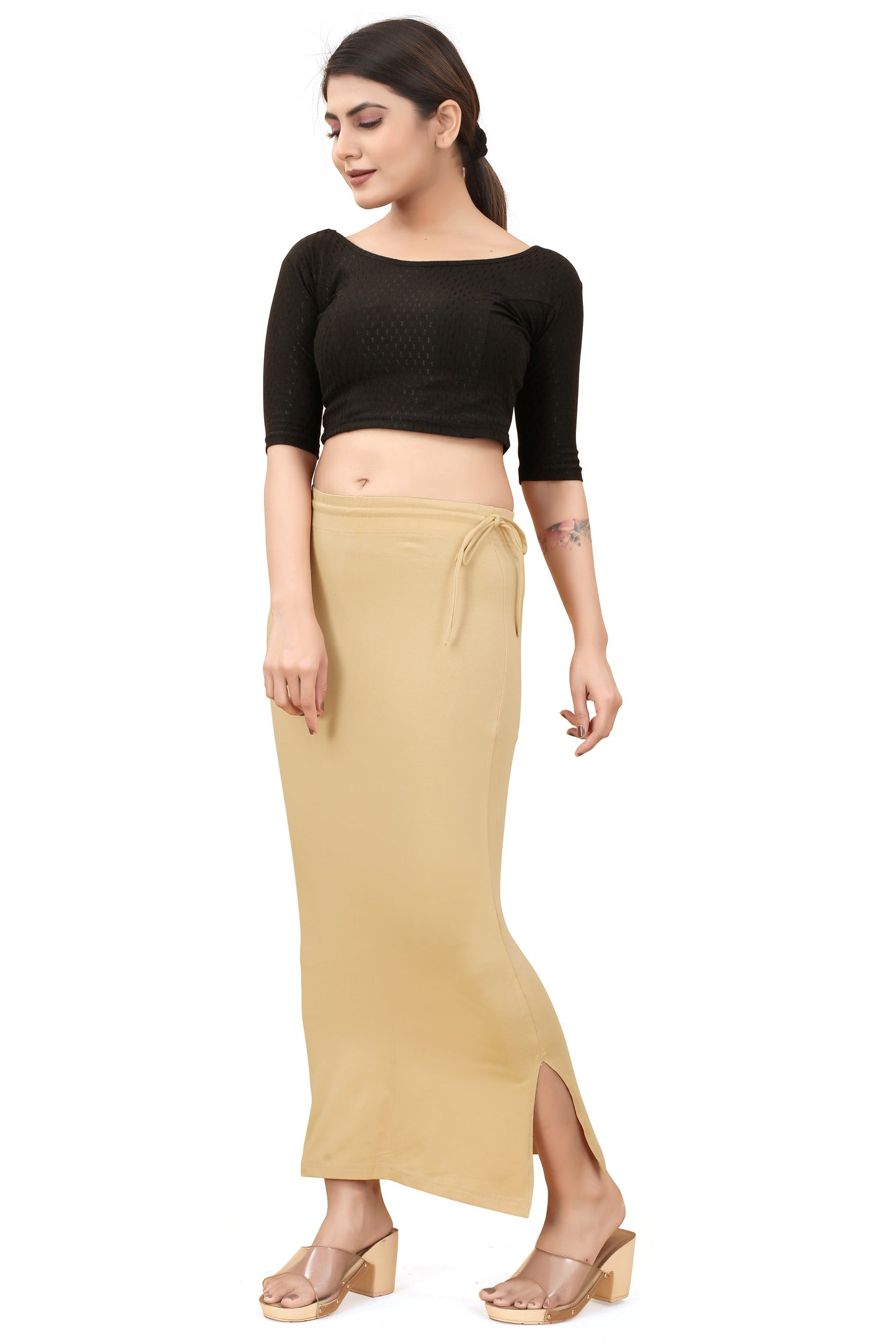 Buy Cotton Saree Shapewear for Women Chiku online