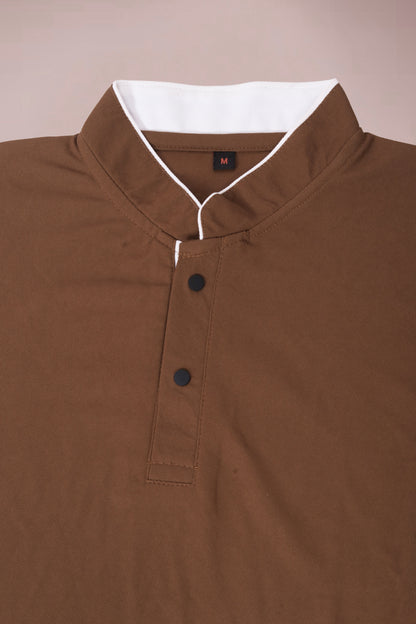 Buy Mandarin Collar Tshirt for Men Brown online
