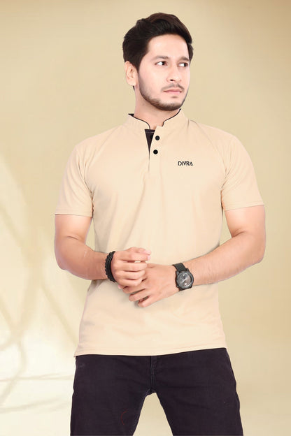 Buy Mandarin Collar Tshirt for Men Chiku online