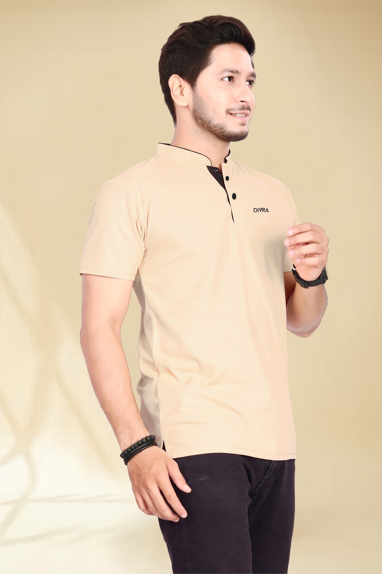 Buy Mandarin Collar Tshirt for Men Chiku online