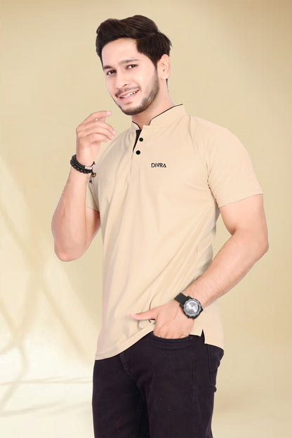 Buy Mandarin Collar Tshirt for Men Chiku online