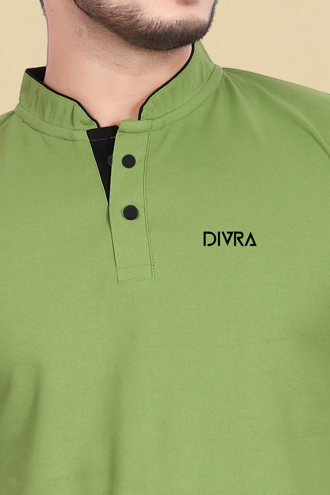 Buy Mandarin Collar Tshirt for Men  Leave Green online