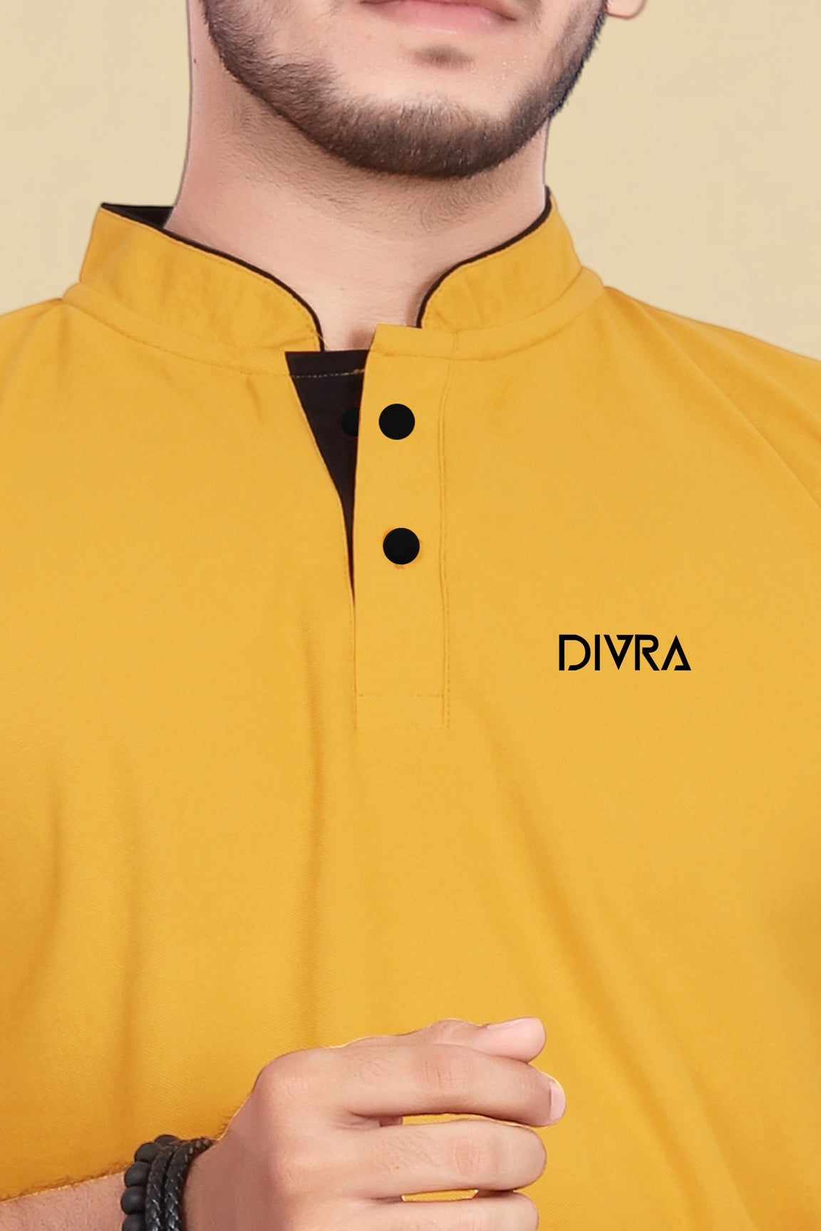 Buy Mandarin Collar Tshirt for Men  Mustard Yellow online