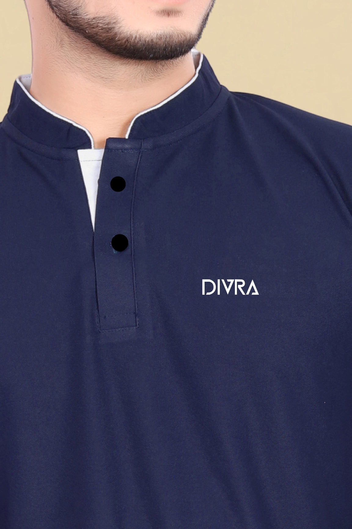 Buy Mandarin Collar Tshirt for Men  Navy Blue online