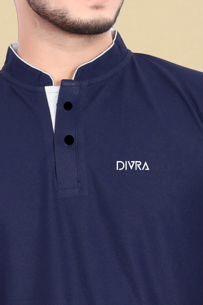 Buy Mandarin Collar Tshirt for Men  Navy Blue online