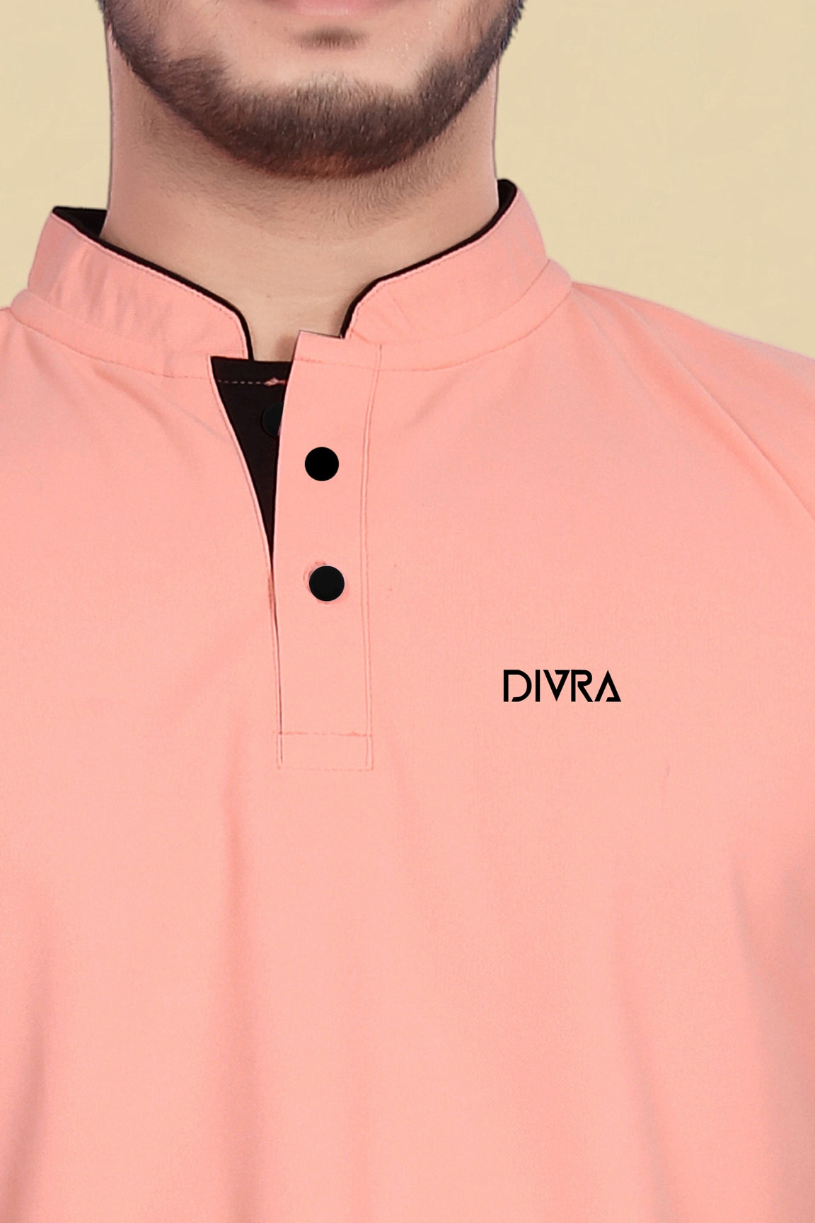 Buy Mandarin Collar Tshirt for Men  Peach online