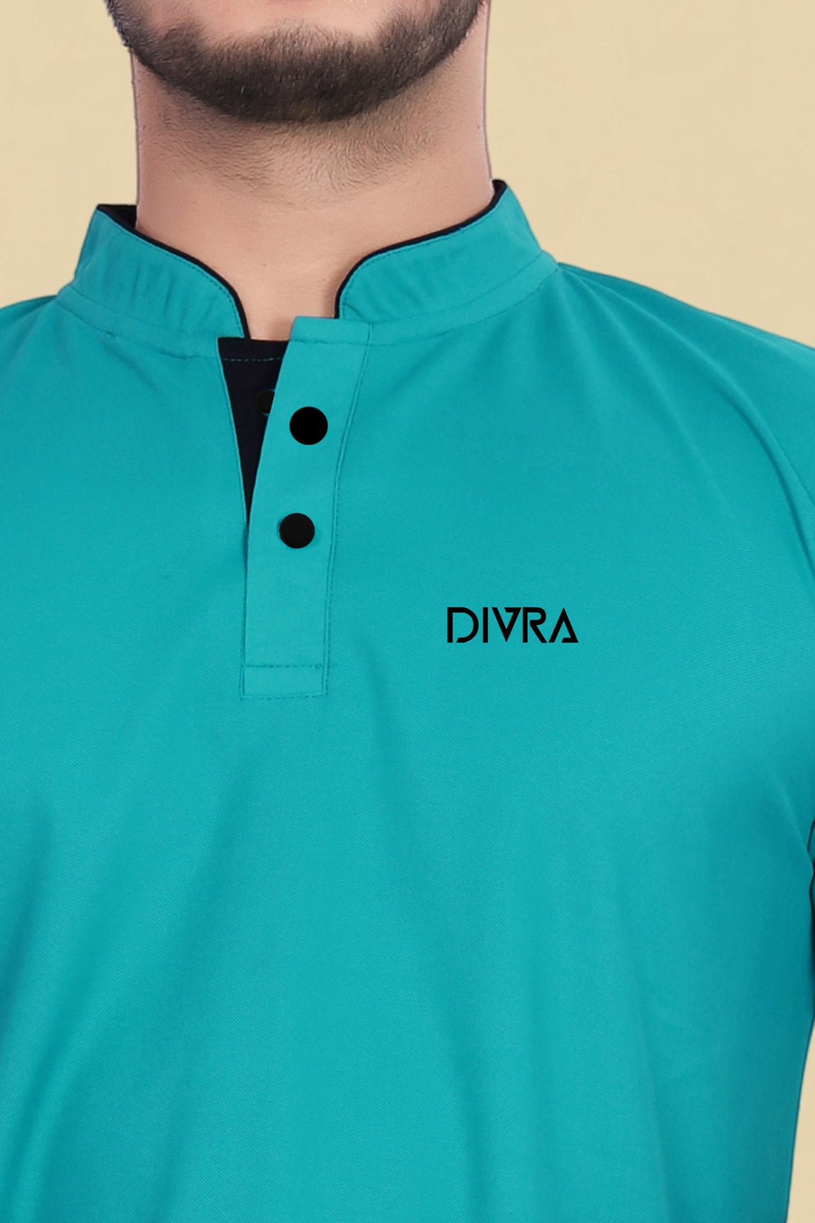 Buy Mandarin Collar Tshirt for Men  Turquoise Blue online