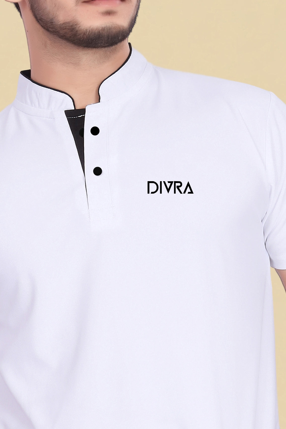 Buy Mandarin Collar Tshirt for Men  White online