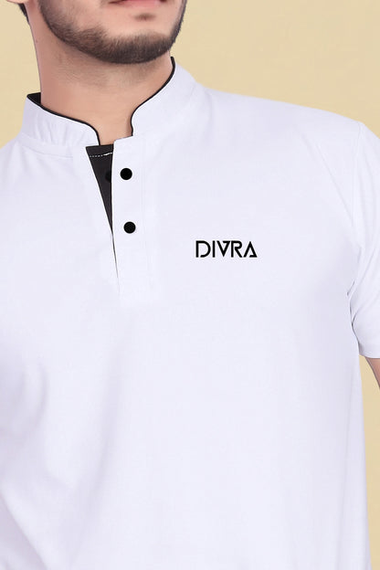 Buy Mandarin Collar Tshirt for Men  White online