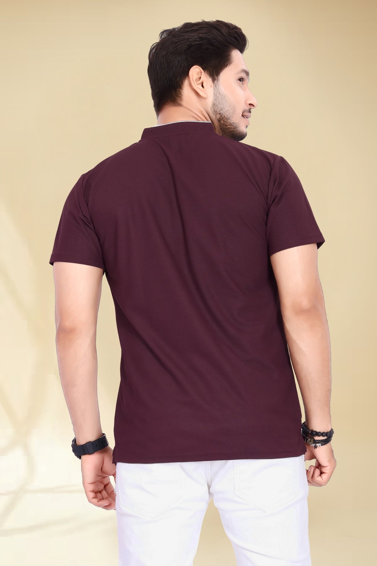 Buy Mandarin Collar Tshirt for Men  Wine online