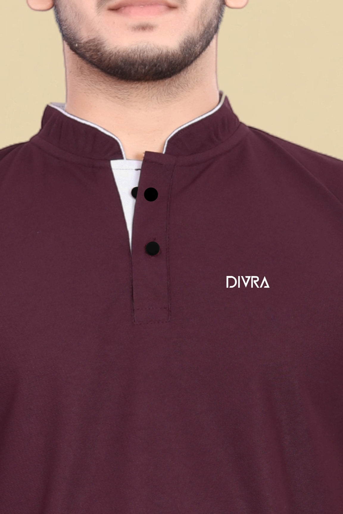 Buy Mandarin Collar Tshirt for Men  Wine online