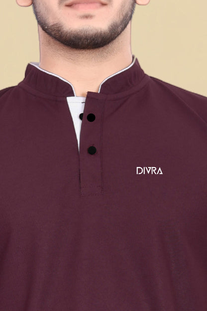 Buy Mandarin Collar Tshirt for Men  Wine online